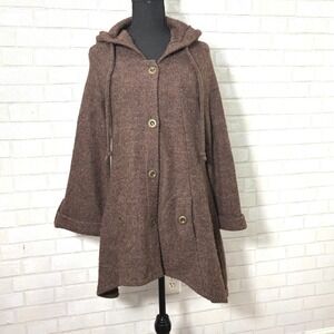 David Brooks Wool Hooded Cloak Coat Womens Small Brown Forest Fairy Witchy Boho